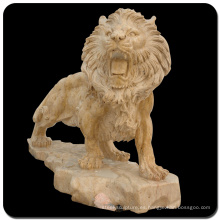 Jardín piedra talla estatuas de mármol del tamaño natural del león para la venta